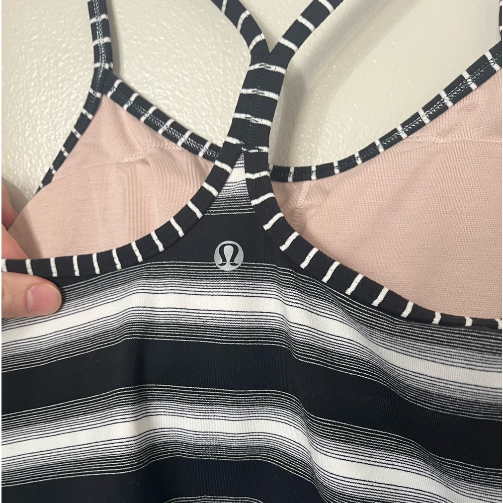 Lululemon | Black and White Striped, Power Y Back Tank Top - Picture 4 of 5